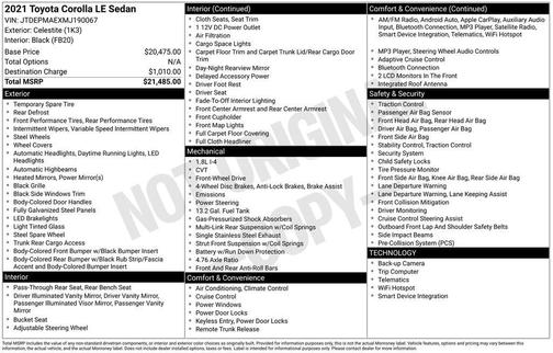 Celestite 2021 Toyota Corolla LE