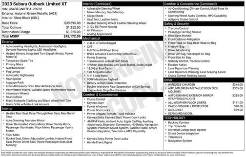 2023 Subaru Outback Limited XT
