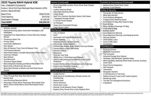 Wind Chill Pearl/Midnight Black Metallic 2025 Toyota RAV4 Hybrid SE