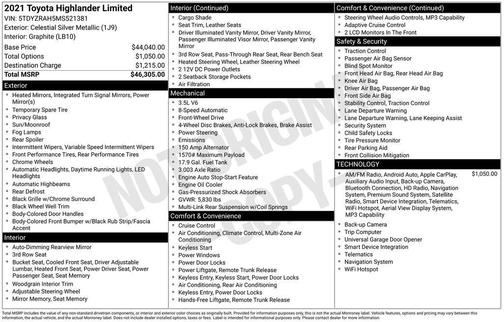 Celestial Silver Metallic 2021 Toyota Highlander Limited