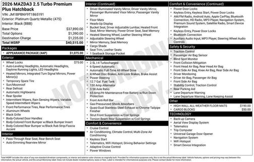 2026 Mazda Mazda3 AWD w/Premium Package