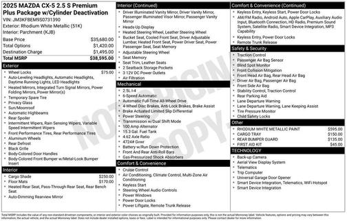2025 Mazda CX-5 2.5 S Premium Plus Package