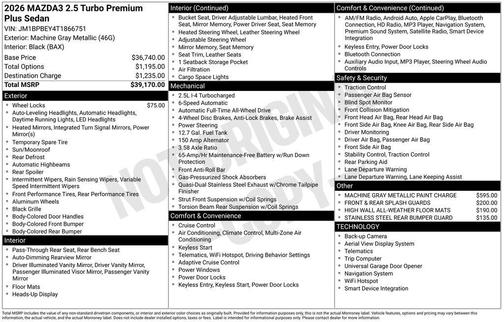 2026 Mazda Mazda3 AWD w/Premium Package