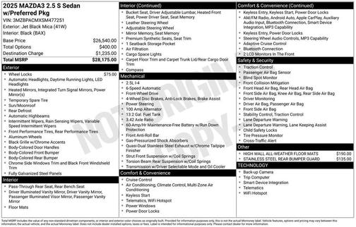 2025 Mazda Mazda3 FWD w/Preferred Package