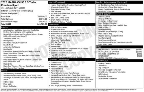 2026 Mazda CX-90 3.3 Turbo Premium Sport
