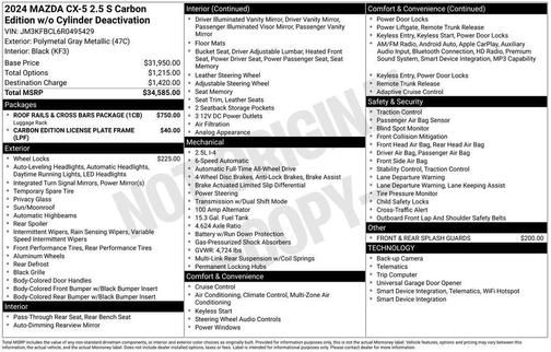 Polymetal Gray Metallic 2024 Mazda CX-5 2.5 S Carbon Edition