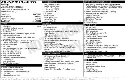 Machine Gray Metallic 2021 Mazda MX-5 Miata RF Grand Touring
