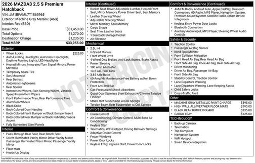 2026 Mazda Mazda3 FWD w/Premium Package