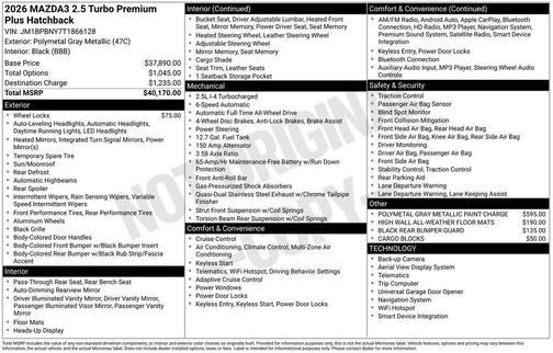 2026 Mazda Mazda3 AWD w/Premium Package
