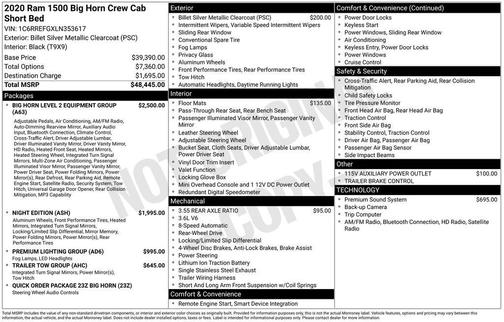 Billet Silver Metallic Clearcoat 2020 RAM 1500 Big Horn