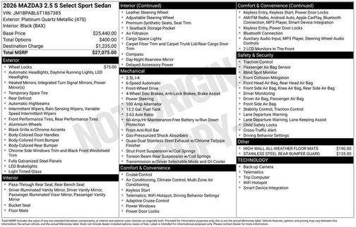 2026 Mazda Mazda3 FWD w/Select Package