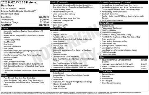 2026 Mazda Mazda3 FWD w/Preferred Package