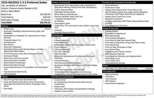 2026 Mazda Mazda3 FWD w/Preferred Package