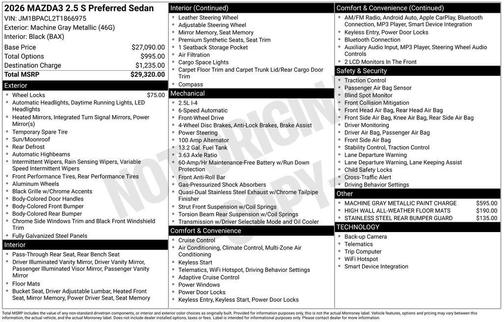 2026 Mazda Mazda3 FWD w/Preferred Package