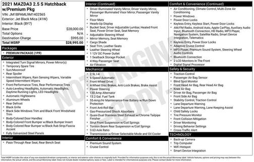 2021 Mazda Mazda3 FWD w/Premium Package