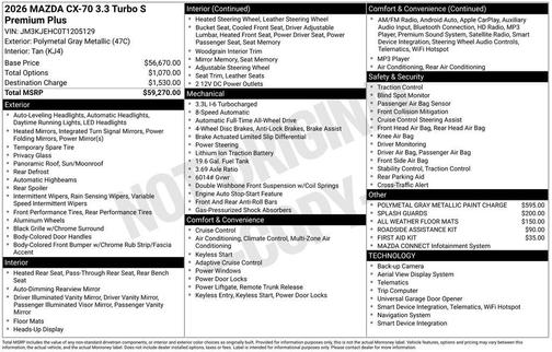 2026 Mazda CX-70 3.3 Turbo S Premium Plus Package