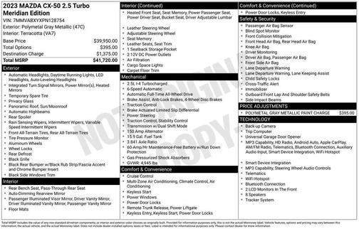 Polymetal Gray Metallic 2023 Mazda CX-50 2.5 Turbo Meridian Edition