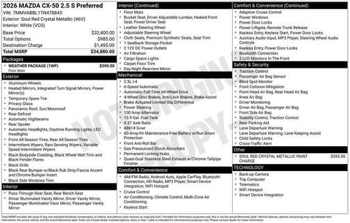 2026 Mazda CX-50 2.5 S PREFERRED