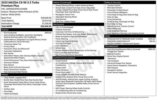 2025 Mazda CX-90 3.3 Turbo Premium Plus Package