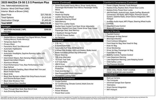 2025 Mazda CX-50 2.5 S Premium Plus Package