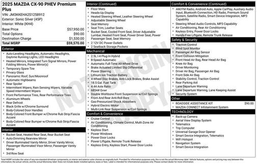 Sonic Silver Metallic 2025 Mazda CX-90 PHEV Premium Plus Package