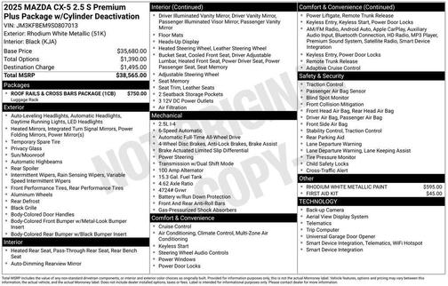 2025 Mazda CX-5 2.5 S Premium Plus Package