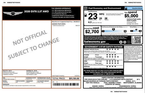2026 Genesis GV70 2.5T