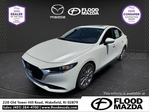 Snowflake White Pearl 2025 Mazda Mazda3 FWD w/Preferred Package Sedan