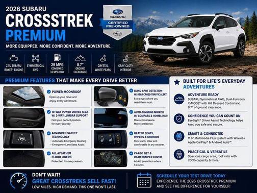 Crystal White Pearl 2026 Subaru Crosstrek Premium
