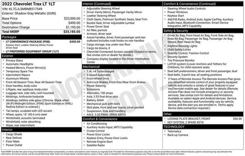 Shadow Gray Metallic 2022 Chevrolet Trax LT