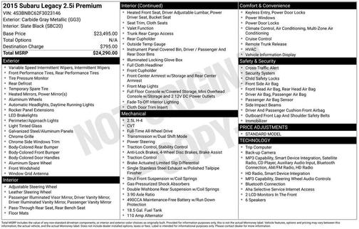 2015 Subaru Legacy Premium