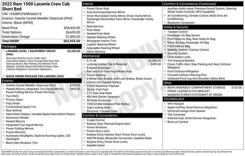 Granite Crystal Metallic Clearcoat 2022 RAM 1500 Laramie