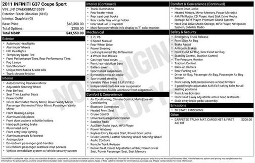 2011 INFINITI G37 Sport