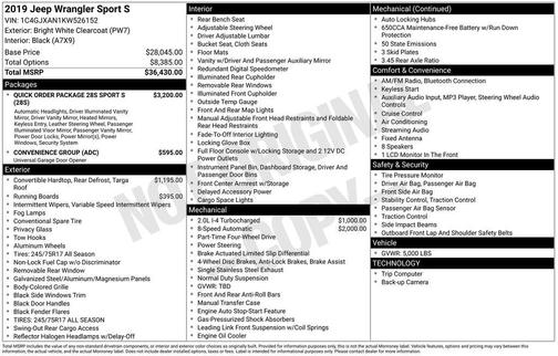 2019 Jeep Wrangler Sport S