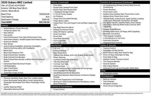 2020 Subaru BRZ Limited