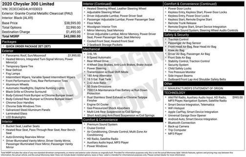 2020 Chrysler 300 Limited