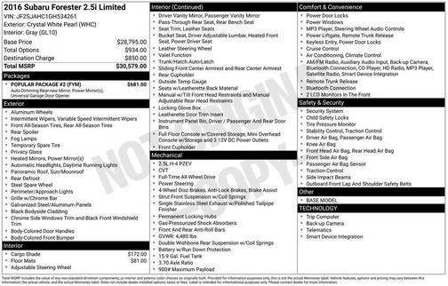 2016 Subaru Forester 2.5i Limited