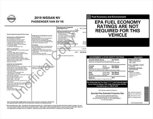2019 Nissan NV Passenger NV3500 HD S V6