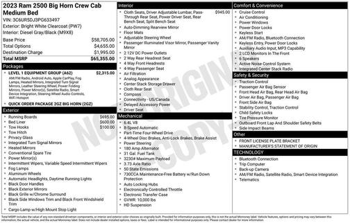 2023 RAM 2500 Big Horn Crew Cab 4x4 6'4' Box