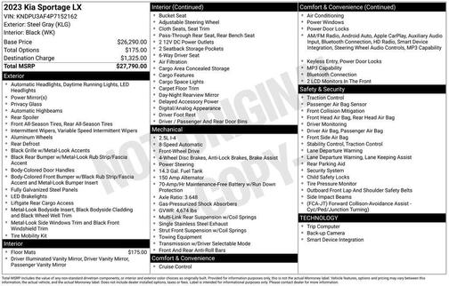 Steel Gray 2023 Kia Sportage LX