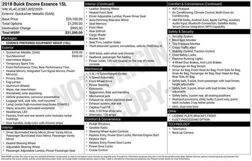 Quicksilver Metallic 2018 Buick Encore Essence