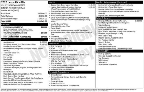 2020 Lexus RX 450h Base