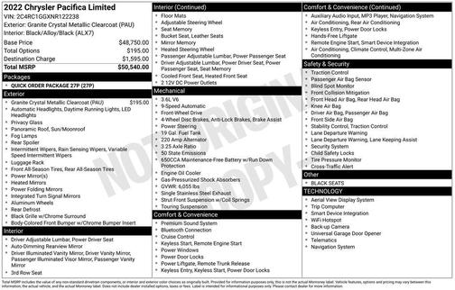2022 Chrysler Pacifica Limited