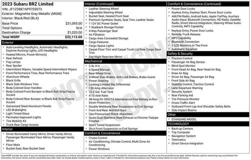 2023 Subaru BRZ Limited