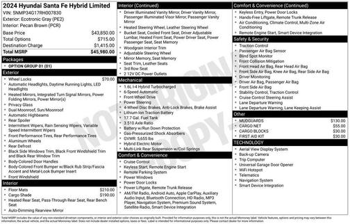 Ecotronic Gray 2024 Hyundai SANTA FE Limited
