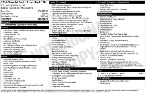 2016 Chevrolet Sonic LT