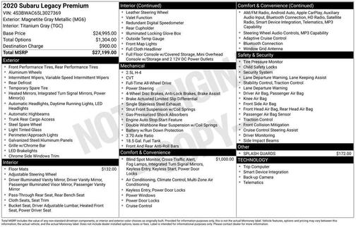 2020 Subaru Legacy Premium