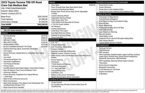 Black 2023 Toyota Tacoma TRD Sport