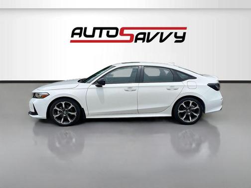 Platinum White Pearl 2025 Honda Civic Hybrid Sport Touring