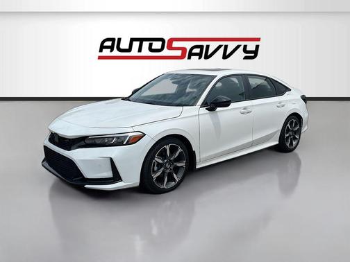 Platinum White Pearl 2025 Honda Civic Hybrid Sport Touring